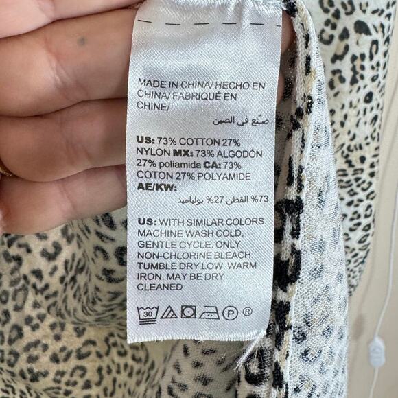 Chicos Open Front Cardigan Leopard Print Tie Sleeve Large Knit Lagenlook Classic - Picture 4 of 7